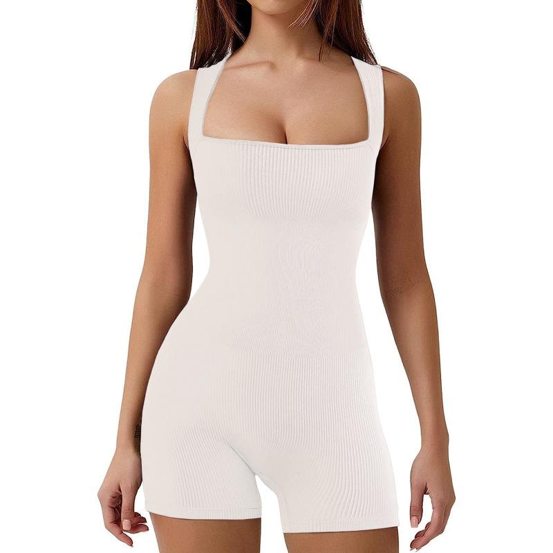 

Женские эластичные однотонные шорты на бретелях. Женские повседневные брюки с короткими рукавами. Костюм-футляр. L белый