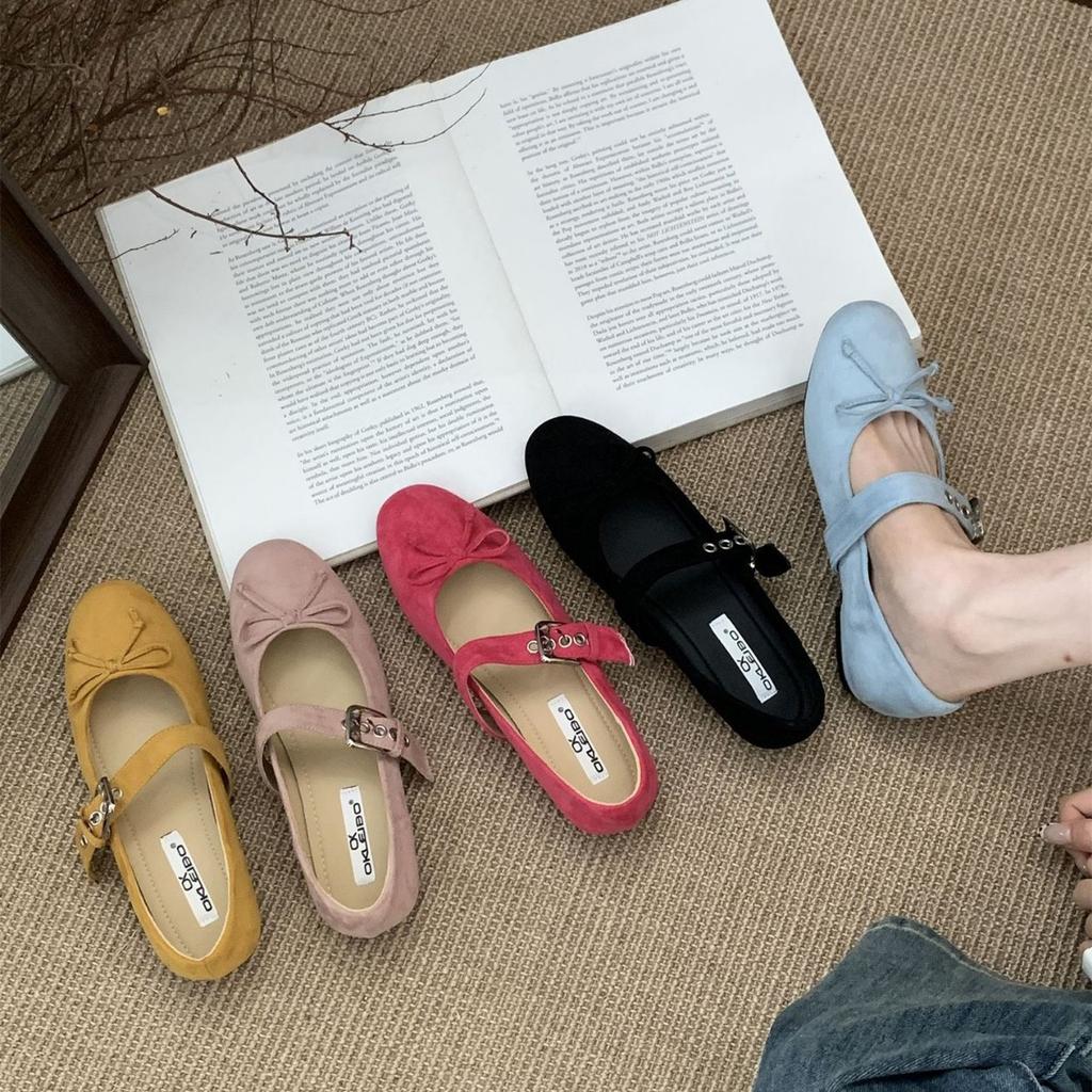 Vintage 2025 autumn shallow mouth single shoes women's new French fairy style ballet bow flat Mary Jane shoes