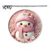 Christmas Tree Pendant Cute Pink Snowman Acrylic Hanging Decor, Cartoon Double Sided Printed Art Ornaments, Weatherproof Window Door Garden