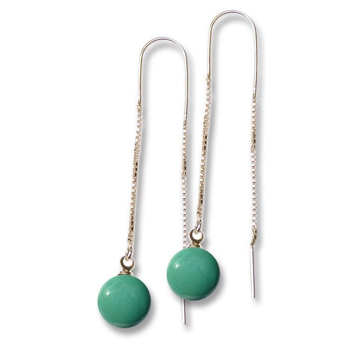 Ceraselle - Boucles d'oreille Chaine pendante Pétrole