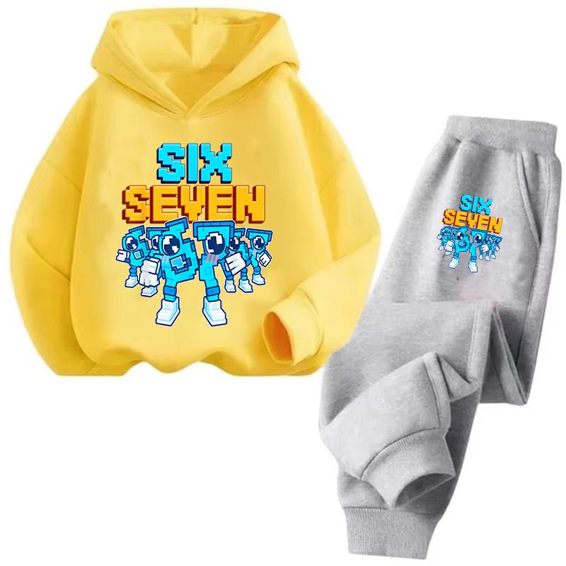 Six Seven Print 3-12Y Kids Hoodies Sets Italian Brainrot BrainRot Tracksuit Children's 67 Korean Sweatshirt Girls Boys Clothes