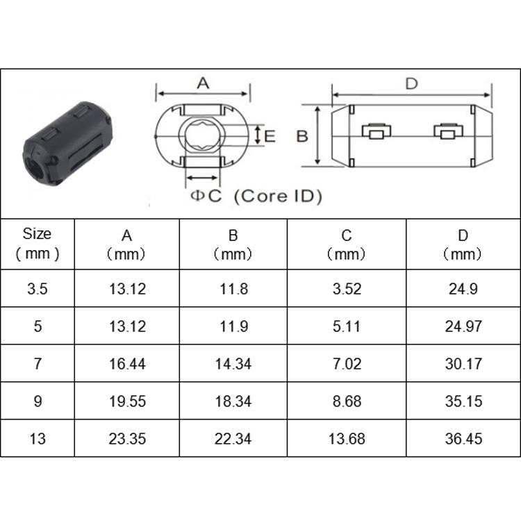 10 PCS / Pack 3.5mm Anti-interference Degaussing Ring Ferrite Ring Cable Clip Core Noise Suppressor Filter