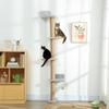 Wall Mounted Cat Shelves, Cat Climbing Wall with 4 Climbing Platforms, Jute Scratching Post and Toy Ball,180cm Tall, Light Grey