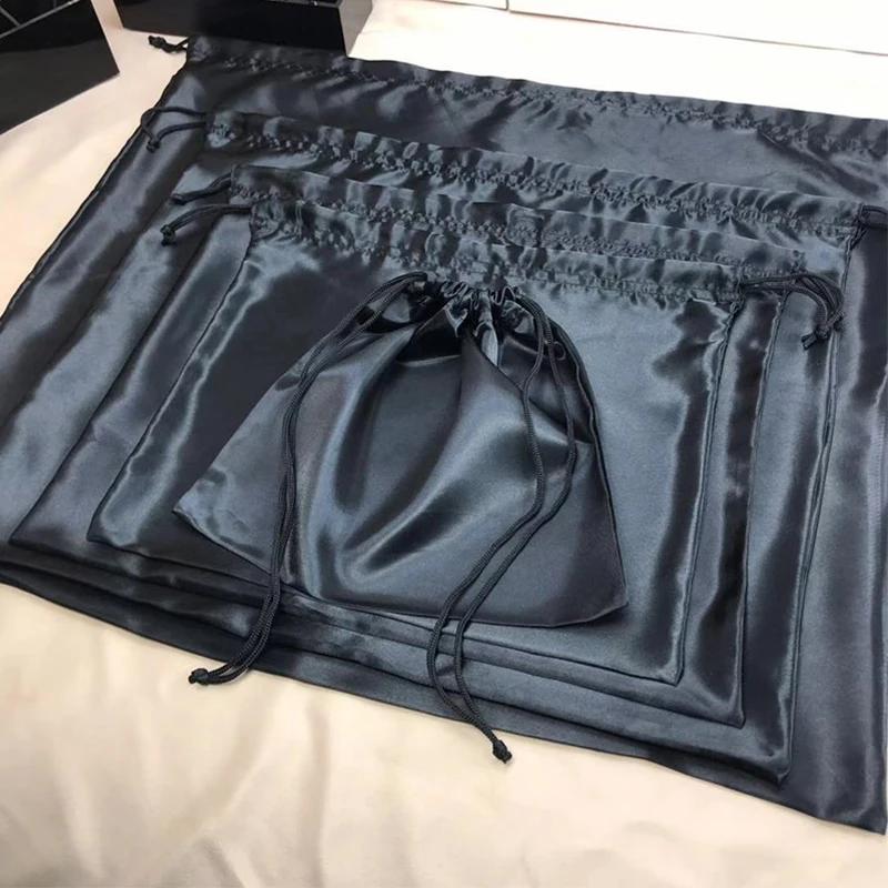 Large Drawstring Care Bag Custom Wigs Storage Dust Proof Packaging Pouch Black Reusable Sack Handbag Shoes Travel Bags