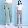 Women Casual Harajuku Spring Summer Trousers Solid Elastic Waist Cotton Linen Pants Ankle Length Harem Pants