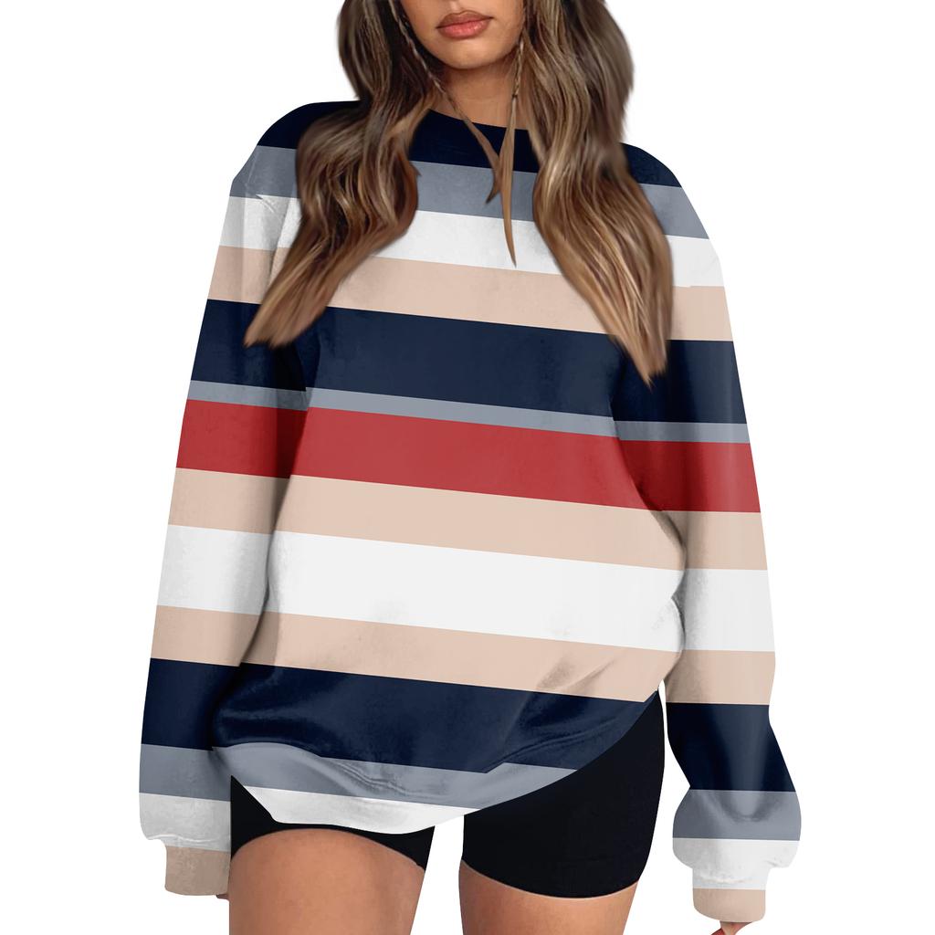 Damskie Topy Damska Bluza z Długim Rękawem Casualowy Okrągły Dekolt Luźny Krój Pulowerowe Polarowe Topy