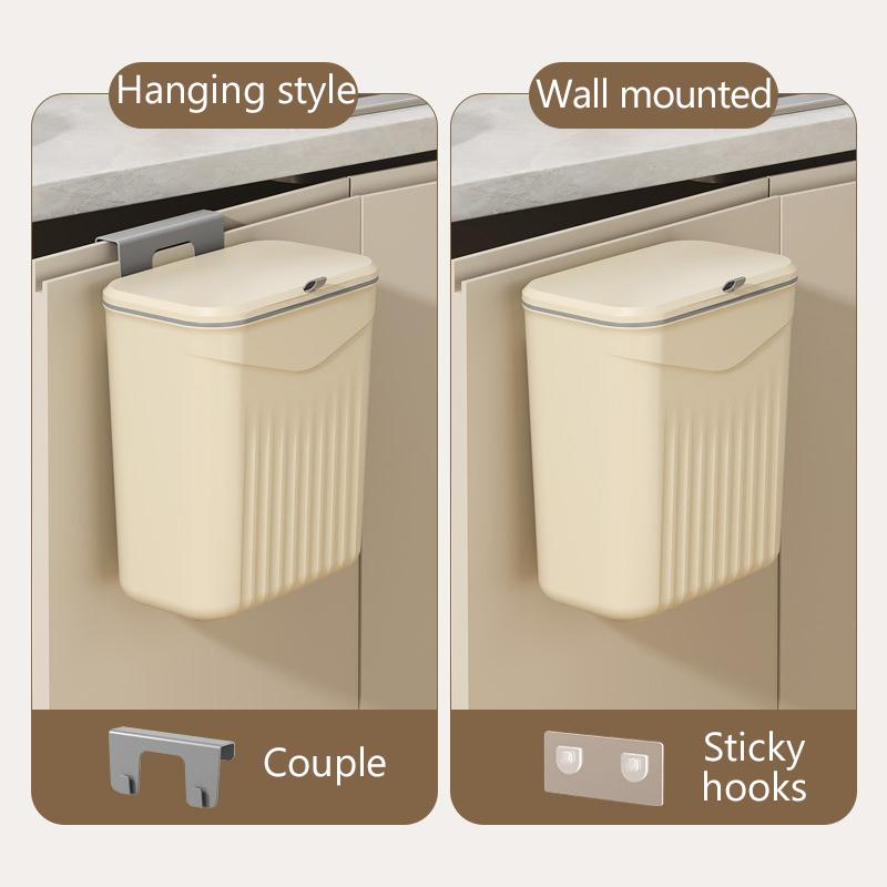 Bathroom Press Trash Can With Lid Wall Mounted Hanging Garbage Bin Waterproof Narrow Seam Rubbish Bin Toilet Wastebasket