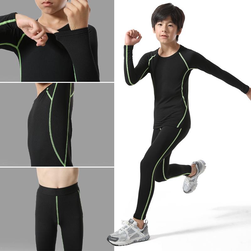 Children's Winter Fleece-lined Quick-dry Football Training Suit – High Elastic, Warm Sports Base Layer