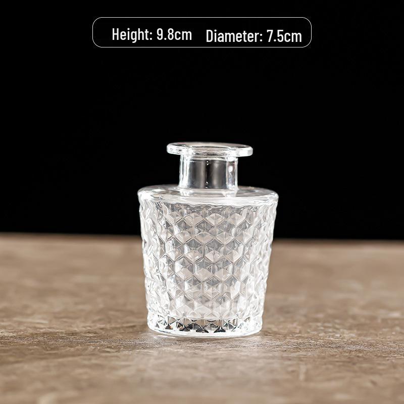 Retro Embossed Transparent Glass Vase: French-Inspired Luxury Home Decor for Living Room