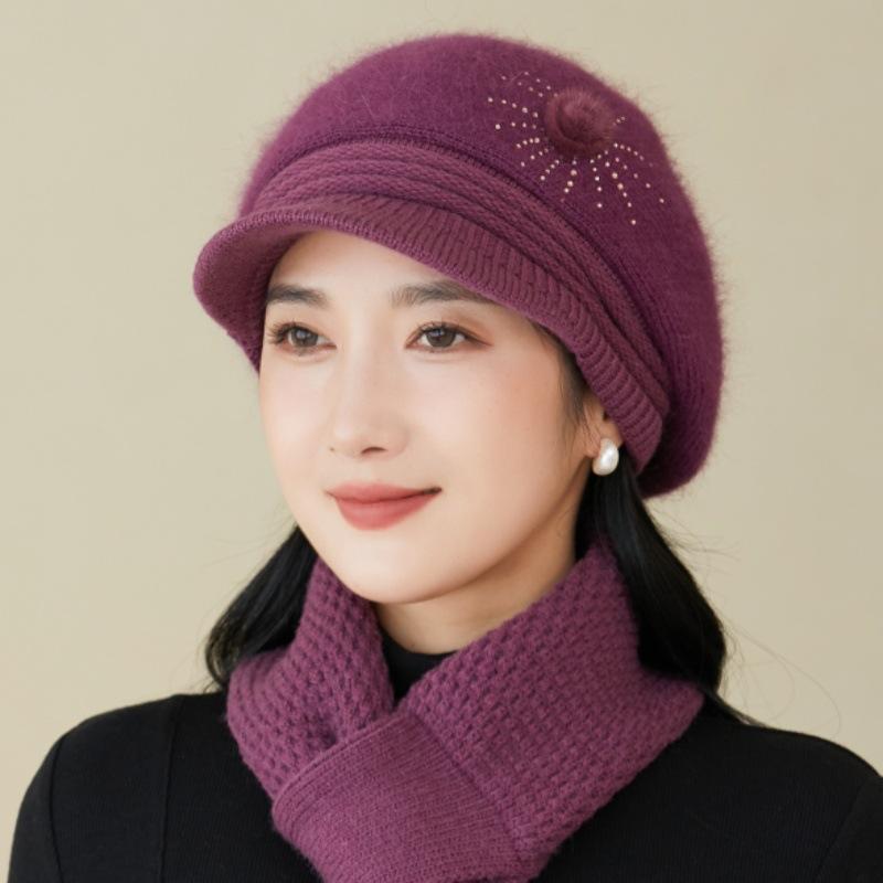 Hut Damen Winter Warm Plüsch Wollmütze Modischer Ausländischer Stil Kälteschutz Ohrenschutz Verdickte Strickmütze