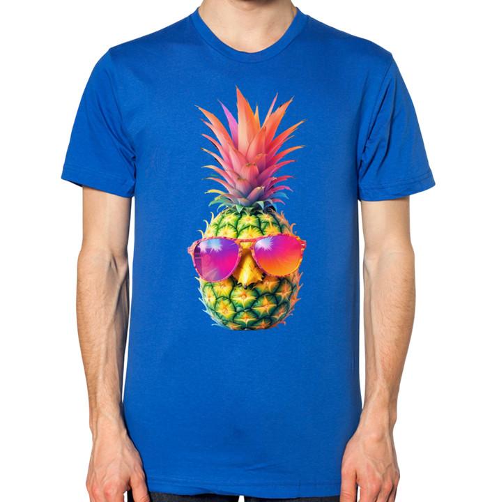 Colourful Pineapple T-Shirt Men Women Unisex Holiday Hipster Cool Swag Urban Top S