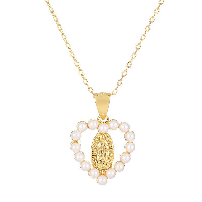 Banyan Tree S925 Silver Virgin Mary Pearl Clavicle Necklace for Women