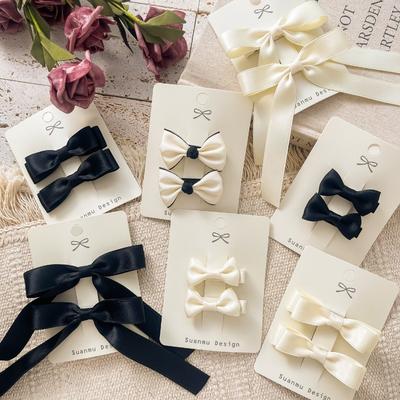 2 pezzi/set Moda Coreana per Bambini Pinza per Capelli Principessa Fiocco Semplicità Colore Bianco Nero Fermagli per Bambini Carina BB's Clip Accessori per Capelli