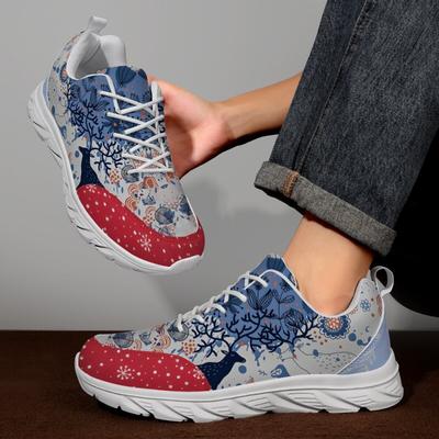 Men's Sneakers Christmas Shoes Comfy Non Slip Lace Up Durable Shoes for Mens Outdoor Running Sports Shoes Mens Women Sneakers