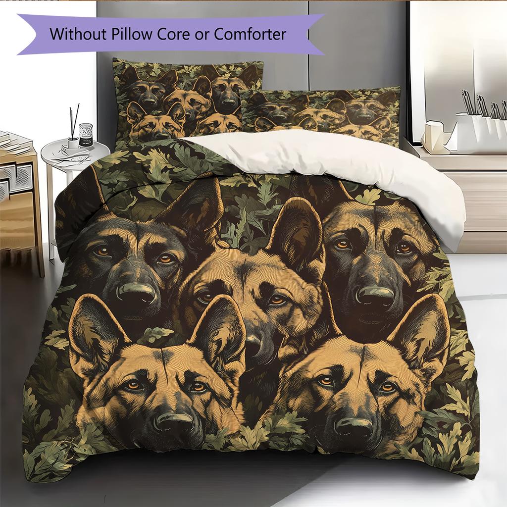 German Shepherd Pattern Bedding Home Decoration Birthday Gift (1 * duvet cover + 2 * pillowcase, without core)