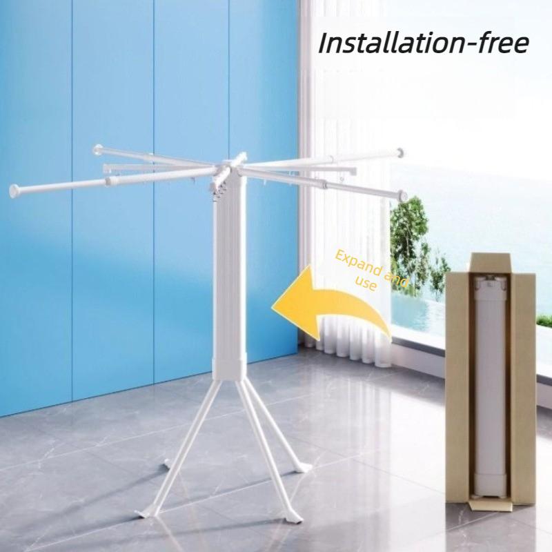 Modern Portable Drying Racks Folding Floor-standing Drying Rack Balcony Clothes Shelf Bathroom Laundry Storage Shelf with Clip