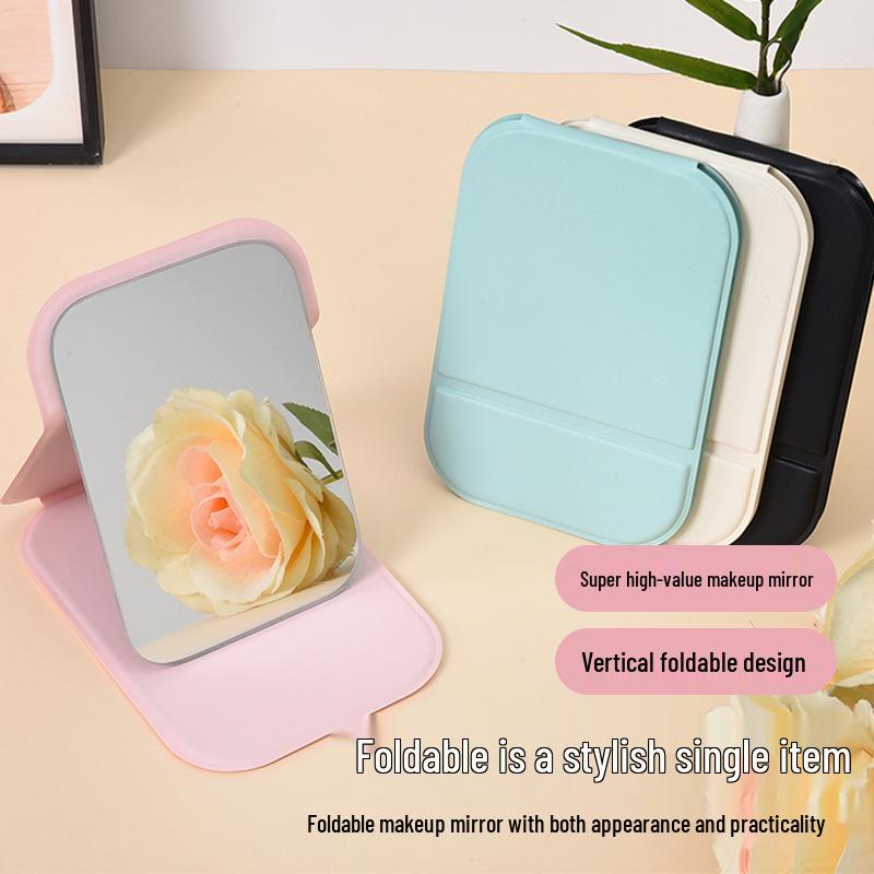 Compact Foldable Travel Makeup Mirror - Portable Handheld Mini Pocket Mirror for Student Dorms