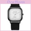 Minimalist Leather Strap Square Mens Quartz Watch With Decor For Casual Wear