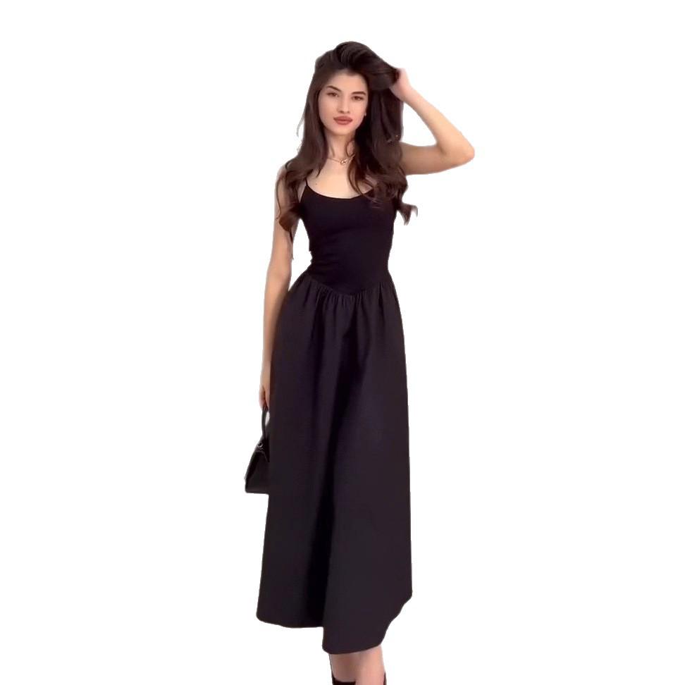 2025 Japanese & Korean Style Retro Slimming Midi Skirt: Women's Casual Solid Color Long Dress