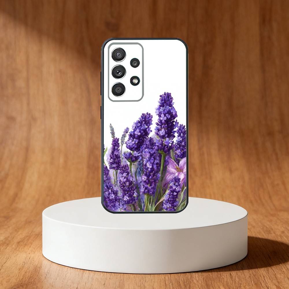 Lavender Purple Flowers Phone Case For Samsung S25,S24,S21,S22,S23,S30,Ultra,S20,Plus,Fe,Note,10,9,5G Black Cover