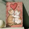 Metal Wall Art Retro Cat Poster for Cafe Home Decor