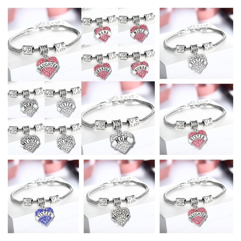 Stylish Heart Shaped Family Member Bracelet With Rhinestone Accents For Special Occasions