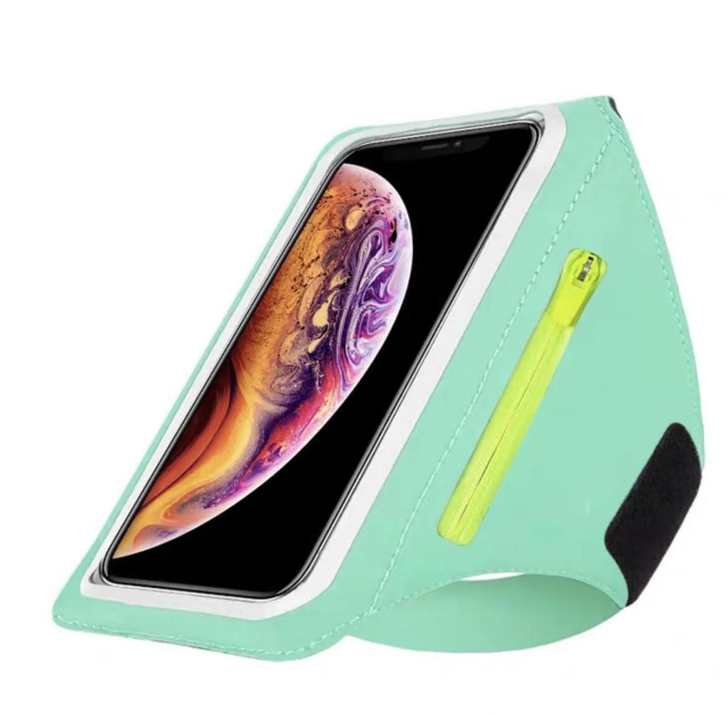 Running Armband with Earphone Bag for iPhone 17 16 15 Max Pro Plus Samsung Phone Holder for Running with Card Slot Key Pockets