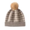 Women's Striped Cashmere Beanie with Ear Protection - Warm, Trendy Autumn/Winter Hat with Pom Pom