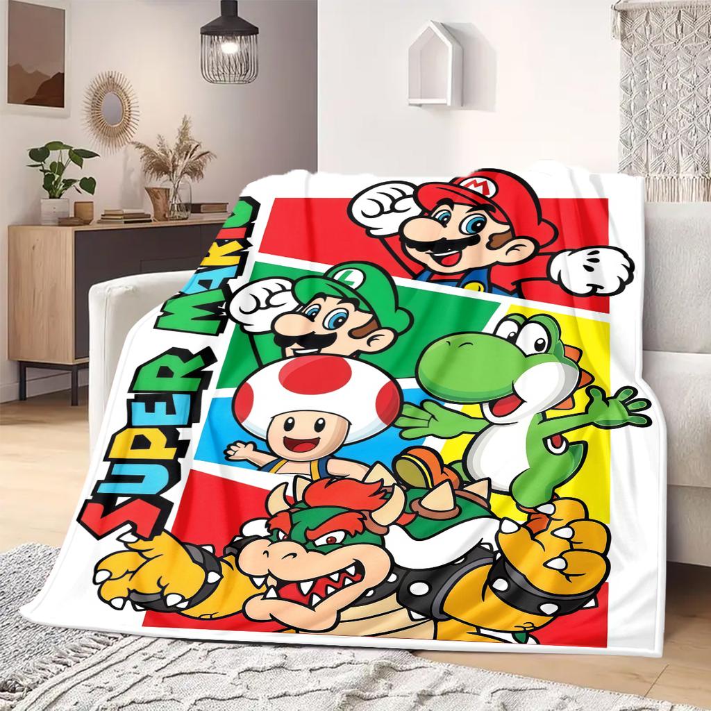 Mario Anime Print Blanket Warm  Comfortable Flannel Blanket Suitable for Bedrooms, Sofas, Beds, Chairs, Picnics, Travel