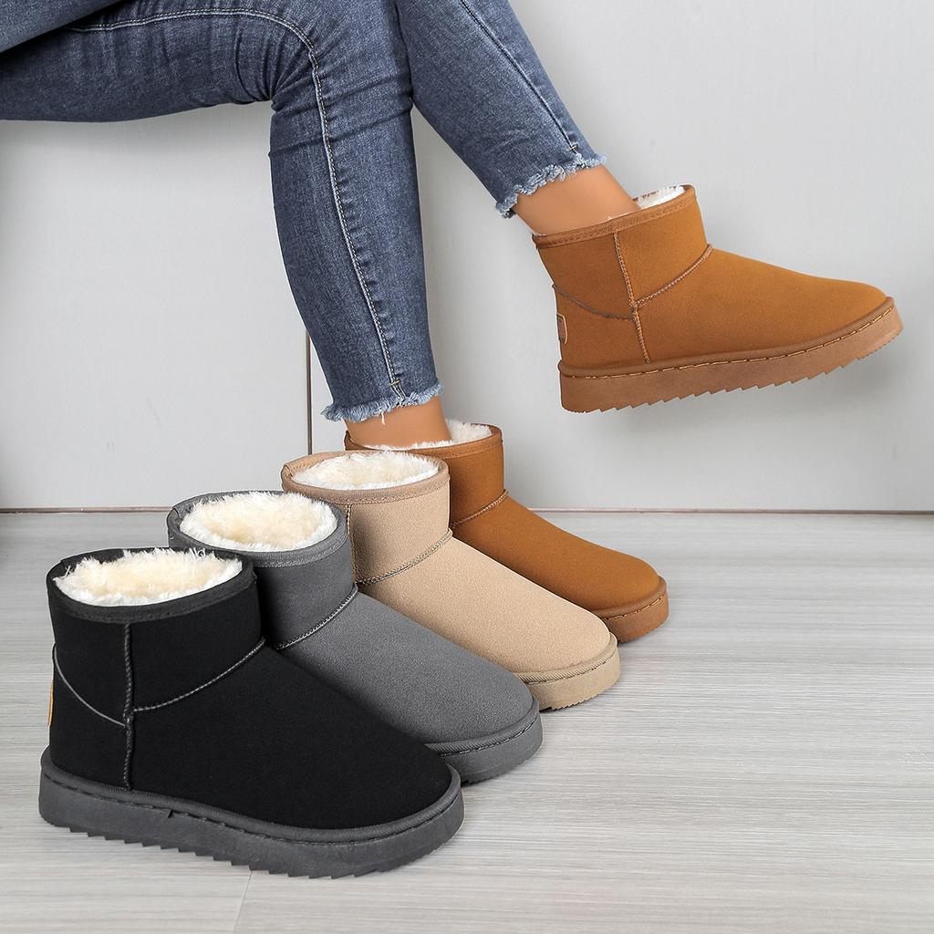 Thick-soled snow boots women's 2025 new autumn and winter fur integrated short tube high-soled warm waterproof cotton shoes