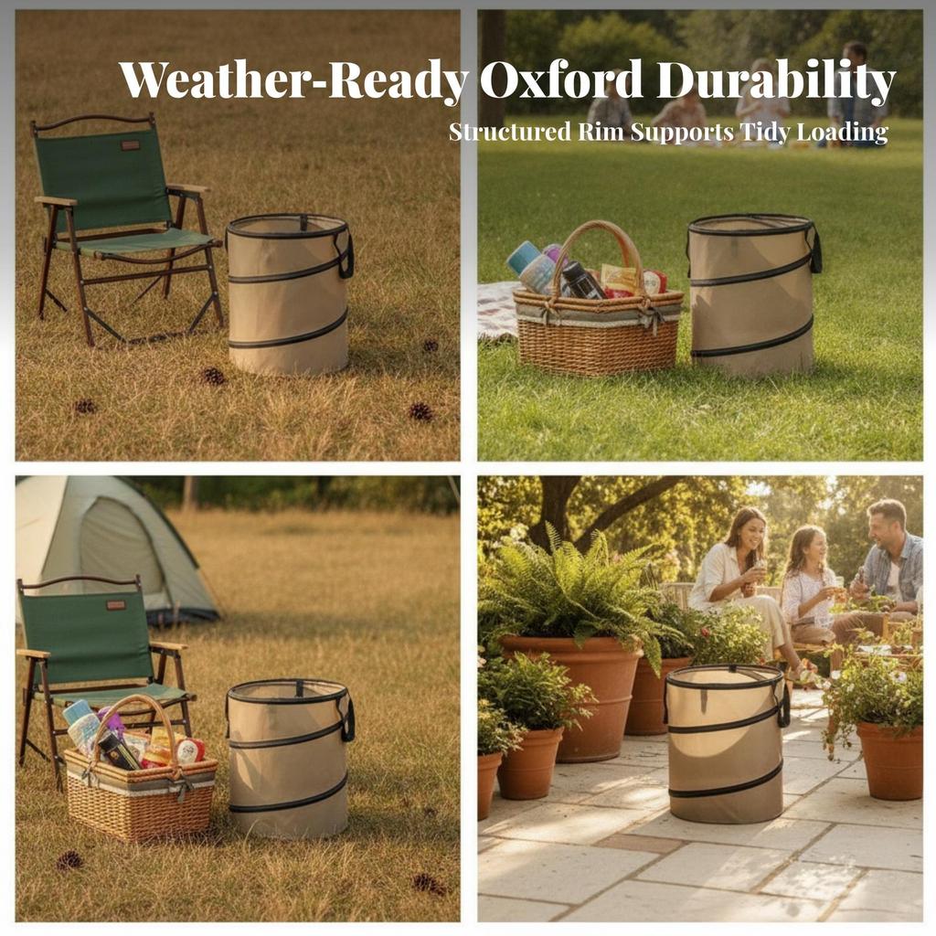 Foldable Trash Bin Portable Can with Handles Convenient for Picnics
