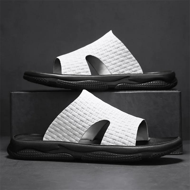 Fashion White Summer New Shoes for Men Slippers Fashion Casual Slides Comfortable Street Cool Beach Shoes Black Sandals