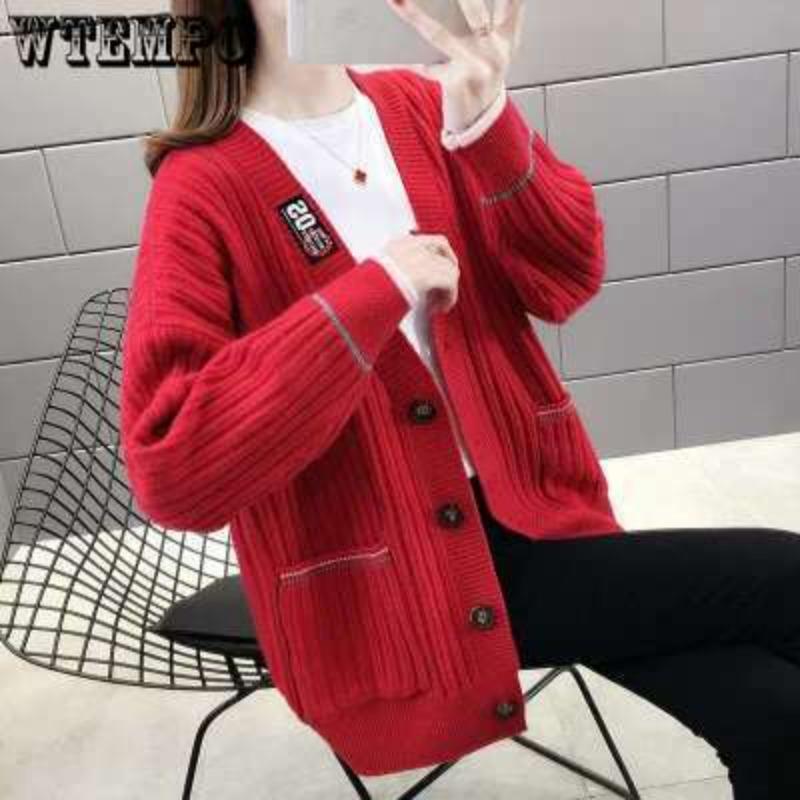 Women's Knitted Cardigan Sweater Loose Top Spring Autumn Winter Women's Fashion Korean Version
