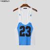 INCERUN Zomer Mannen Mouwloos Bandje Letterprint Mesh Doorzichtig Sport Tanktops Vest