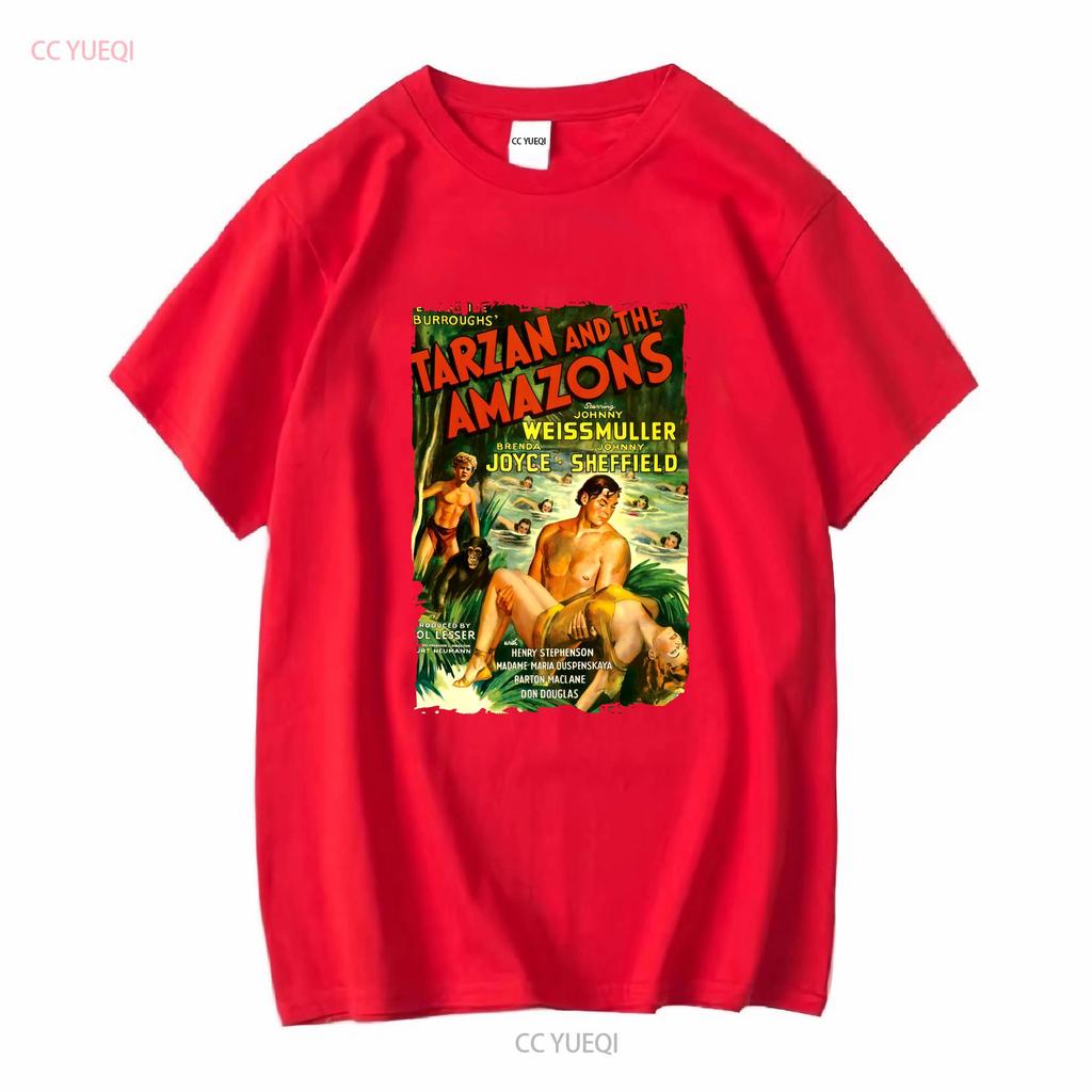 Tarzan And The Amazons 40s Action Adventure Movie T Shirt Long or Short Sleeves Vintage Washed Designer Clothes Fashion