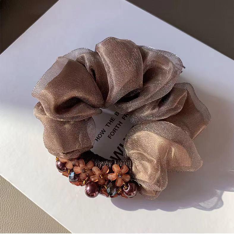 Elegant Mesh Hair Tie with Sparkling Rhinestones, High-End Luxury Hair Accessory for Women, 2025 Style