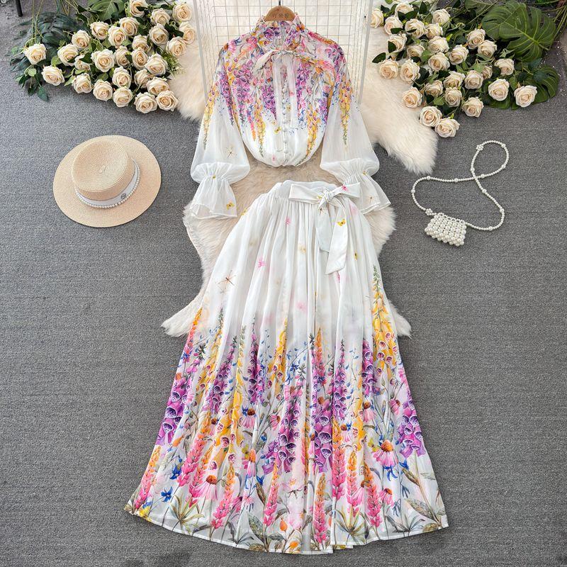 

Весенне-летняя плиссированная длинная юбка с изысканными цветами делает вас моложе. Женская рубашка Grey XXL