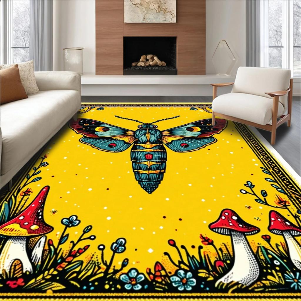 European Classical Butterfly Carpet Living Room Sofa Coffee Table Carpet Dirt Resistant Bedroom Thick Floor Mat