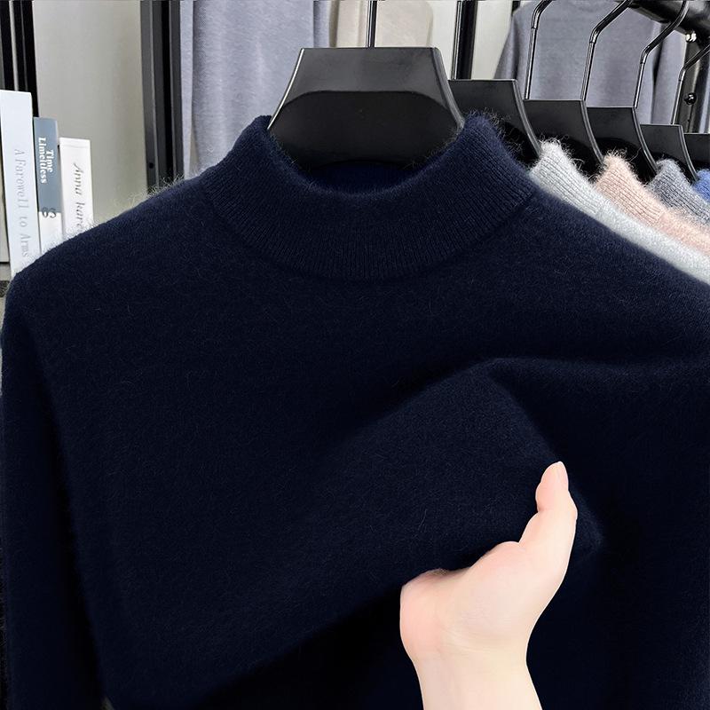 

Чоловічий вовняний светр з вишивкою хрестиком: Комір-стійка, Довгий рукав, Потовщений для тепла - Стиль Осінь/Зима 2025 3XL