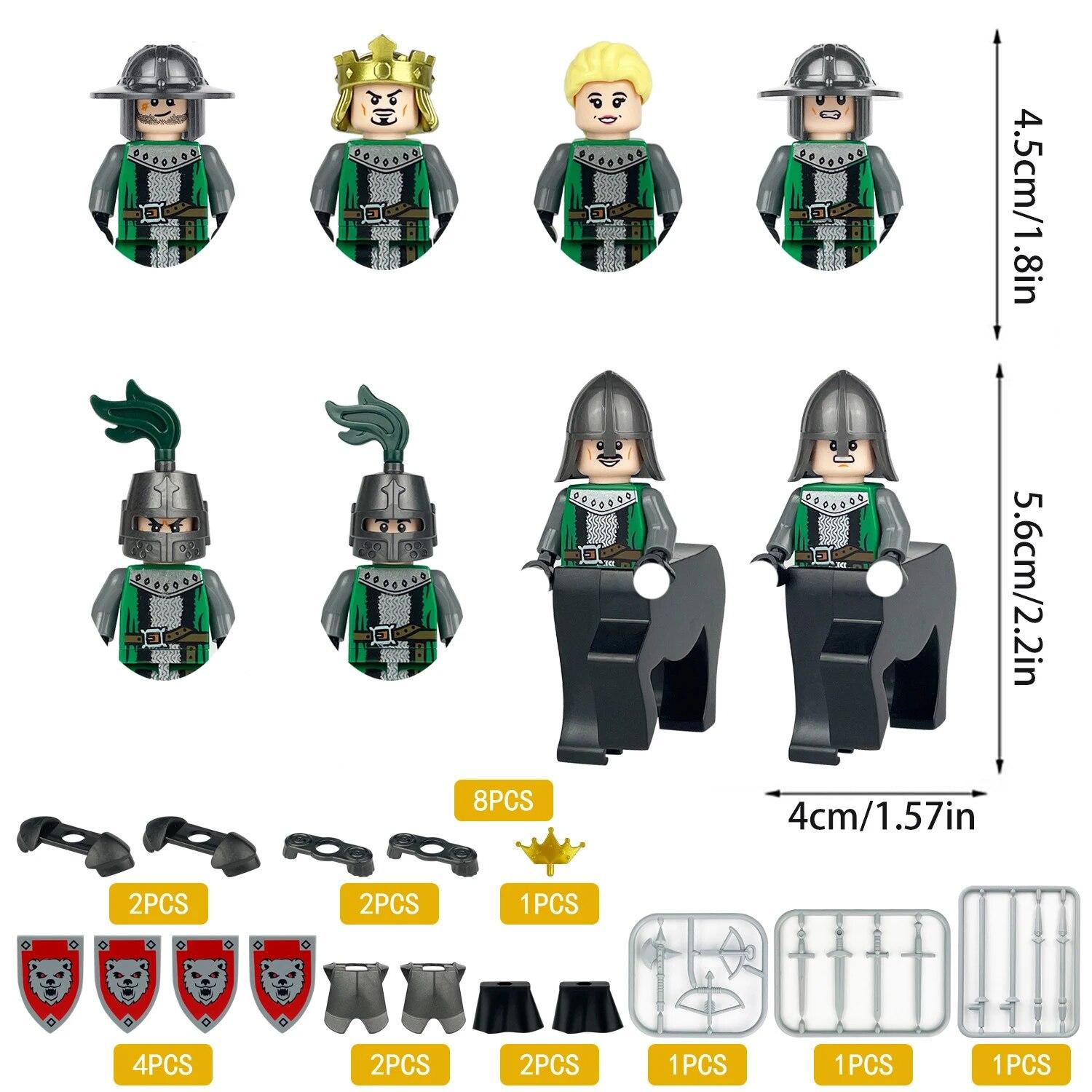 

Средневековые фигурки солдата-кентавра, строительные кирпичи, рыцари, армия, король, королева, аксессуары, замок, военные блоки MOC, набор оружия
