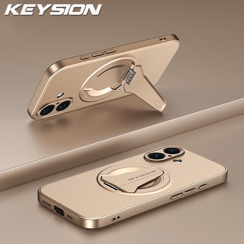 KEYSION Magnetische Handyhülle für iPhone 17 Pro Max Metalllack Silikon+PC Aufstellbarer Ständer Stoßfeste Hülle für iPhone 17 Air
