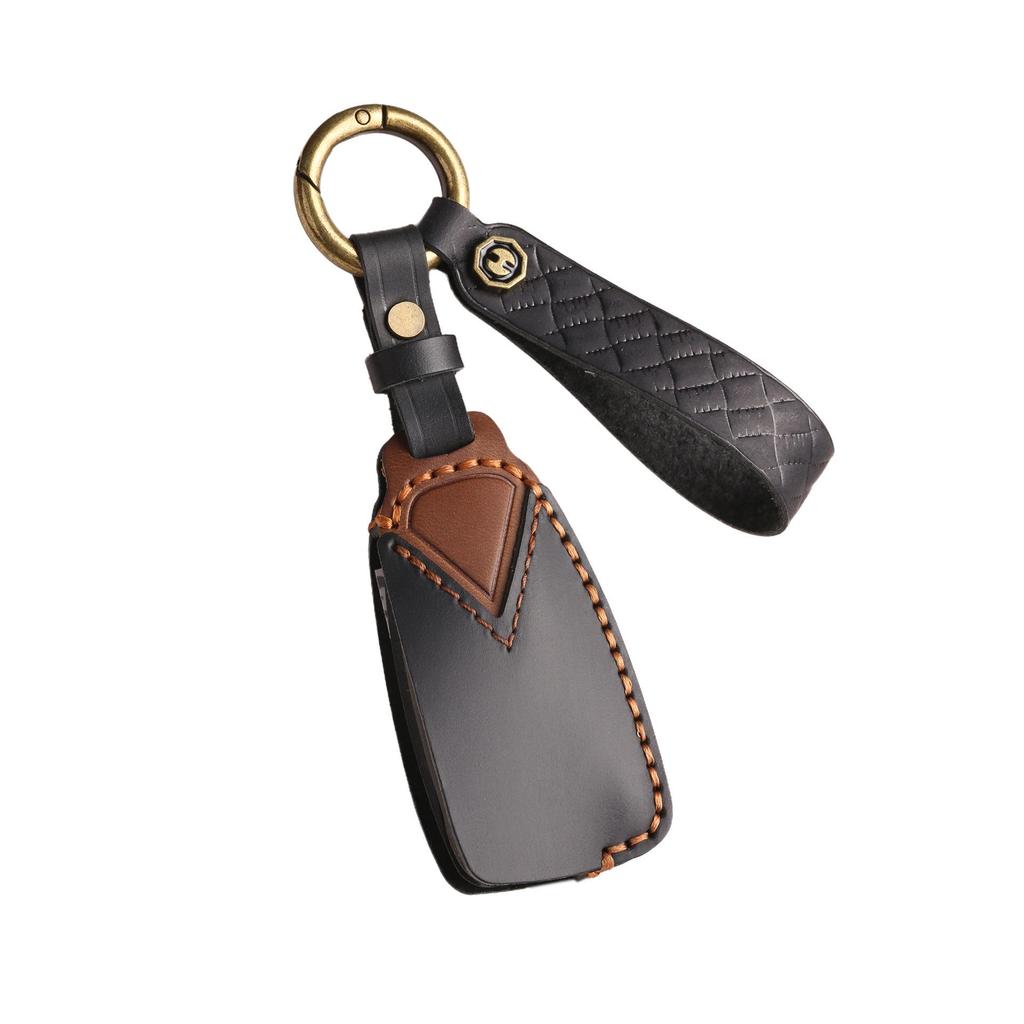 Husă de chei pliabilă din piele de vacă cusută manual pentru Ford Focus