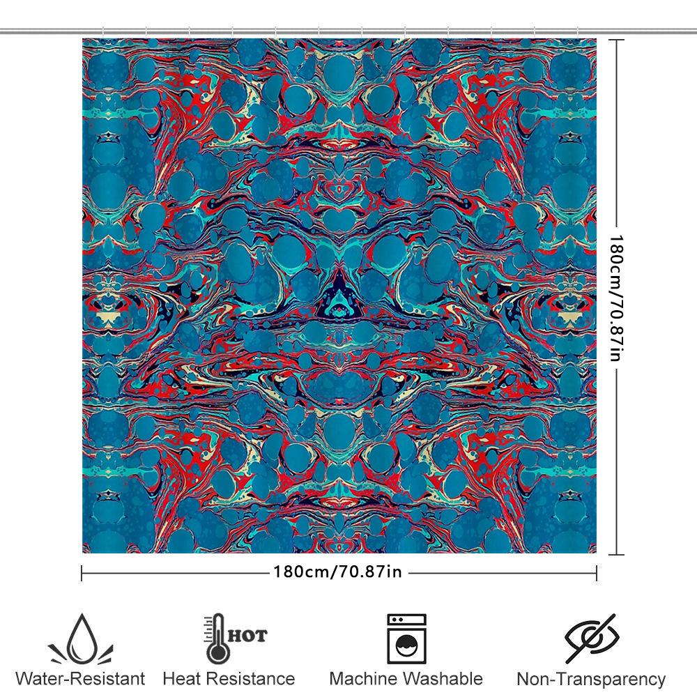 Blue Abstract Wave Shower Curtain Modern Ocean Art Bathroom Decor Waterproof Liner Set