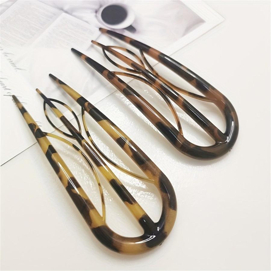 

2-Pack U-Shaped Hair Pins, Elegant Minimalist Oval Leopard Print Hair Accessories for Valentine S Day