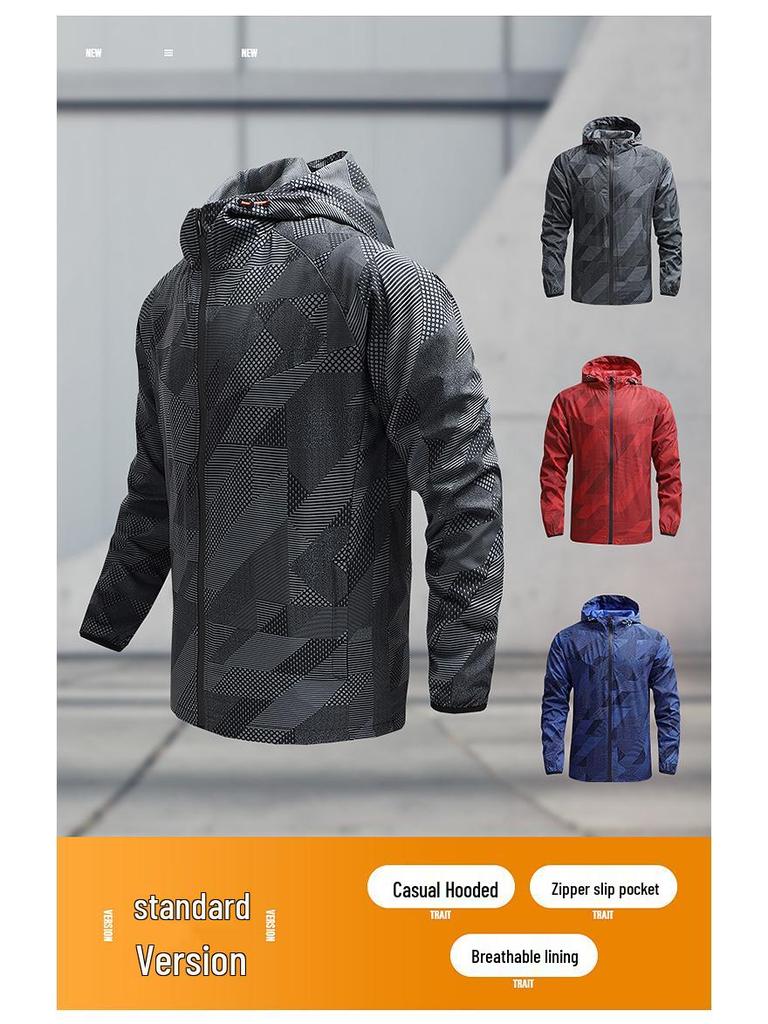 Herren Frühling/Herbst Schnelltrocknender Dünner Windbreaker: Lässige Outdoor-Sportjacke zum Wandern