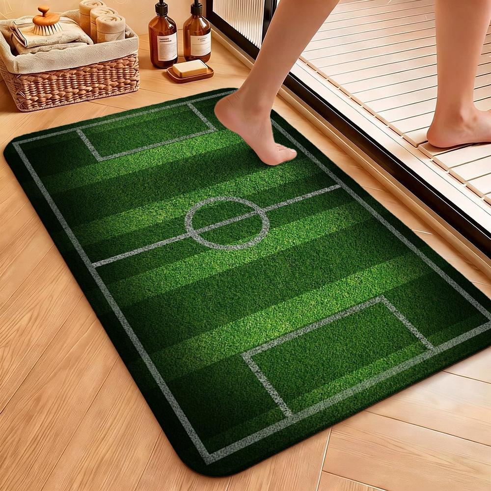 Green Soccer Field Indoor Rug Soft Nonslip Carpet For Living Room Play Area Hallway Home Party Decor Valentine'S Day Gift