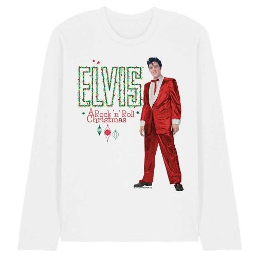 Elvis Presley Unisex Adult Holiday Lights Long-Sleeved T-Shirt