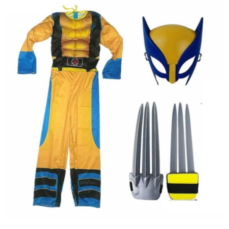 Comfortable Cotton Wolverine Costume Full Bodysuit For Halloween And Children's Day Celebrations