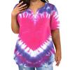 Fashion Plus Size Women's Casual Short Sleeve Round Neck Gradient Print T-shirt With Pockets