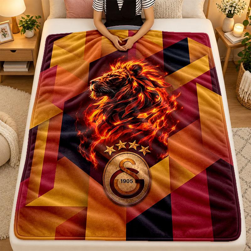 Flannel BlanketGalatasaray FC Warm Soft Throw Blanket for Indoor Sofa Bed Living Room Use